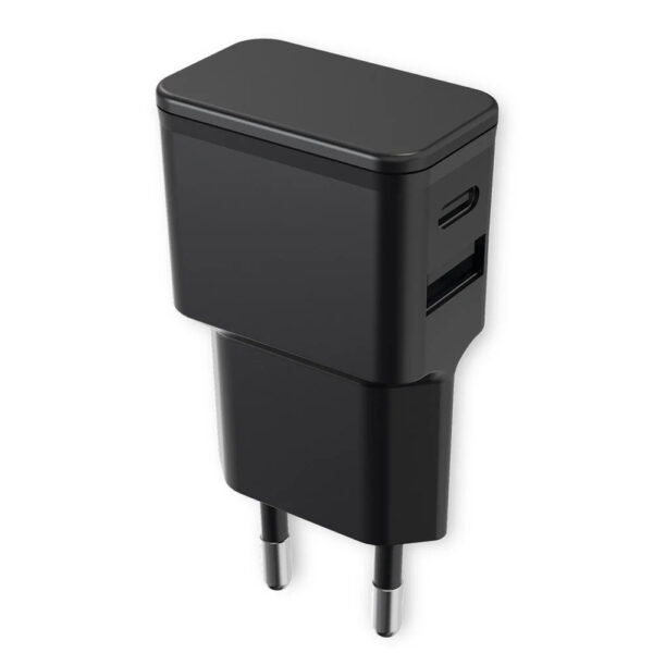 Caricatore Alimentatore USB-C™ e USB-A da Muro per Smartphone e Tablet Nero - immagine 3