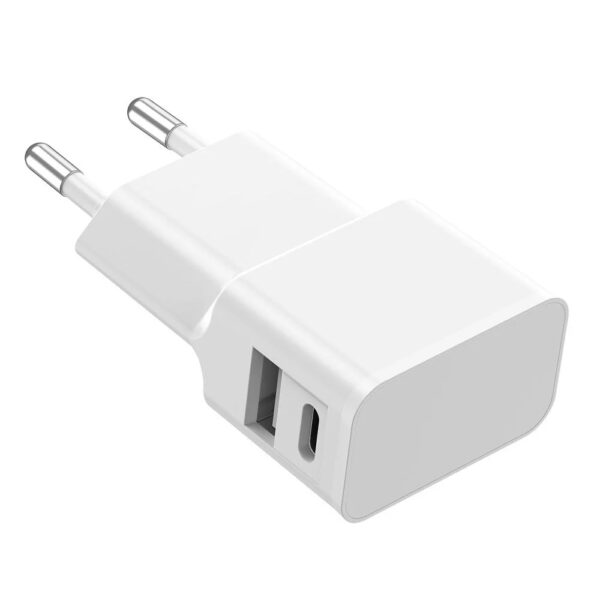 Caricatore Alimentatore USB-C™ e USB-A da Muro per Smartphone e Tablet Bianco - immagine 4