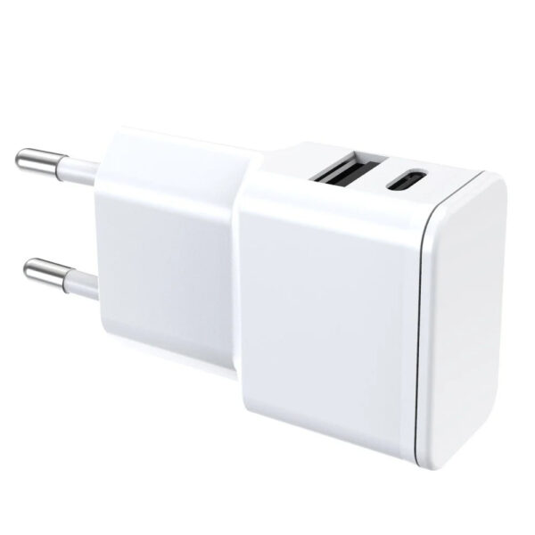 Caricatore Alimentatore USB-C™ e USB-A da Muro per Smartphone e Tablet Bianco - immagine 2