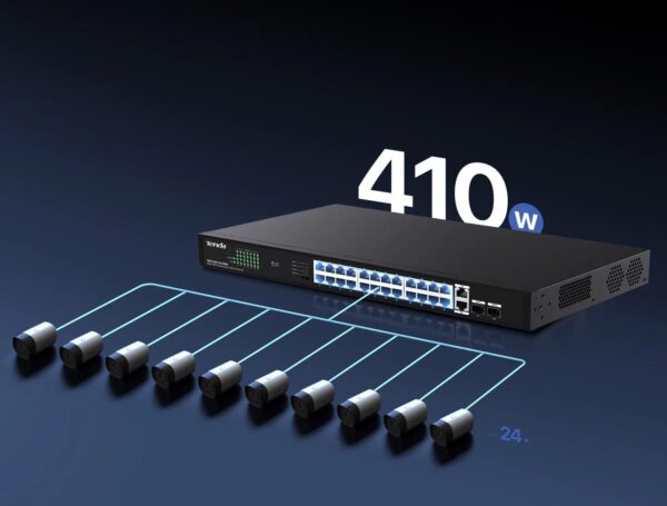 Switch Ethernet 26GE+2SFP con PoE a 24 porte, TEG1128P-24-410W - immagine 2