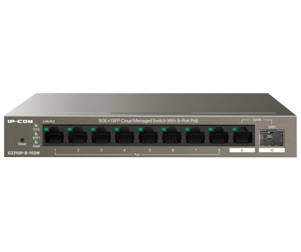 Switch 9GE +1SFP con PoE 8 porte Gestito da Cloud, G2210P-8-102W - immagine 3