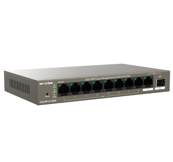 Switch 9GE +1SFP con PoE 8 porte Gestito da Cloud, G2210P-8-102W - immagine 2