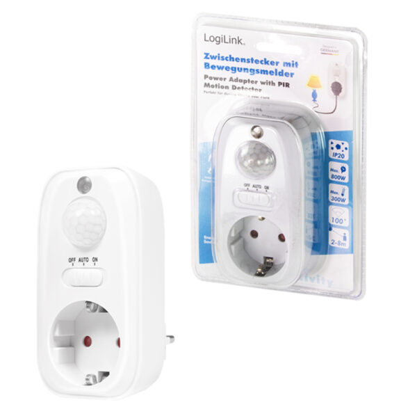 Adattatore Presa con Rilevatore di Movimento PIR 1x CEE 7/3 IP20 - immagine 8
