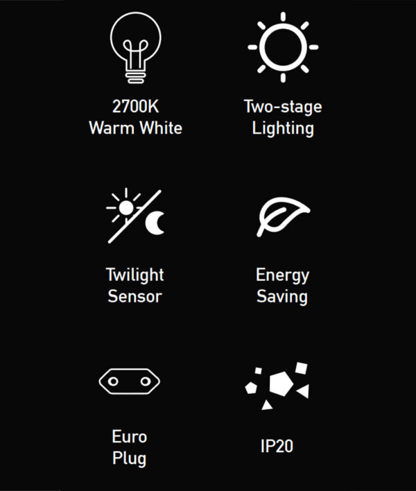Luce Notturna LED Quadrata con Sensore Crepuscolare Bianco Caldo - immagine 6