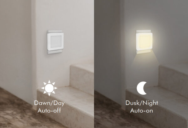 Luce Notturna LED Quadrata con Sensore Crepuscolare Bianco Caldo - immagine 3