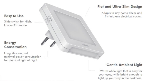 Luce Notturna LED Quadrata con Sensore Crepuscolare Bianco Caldo - immagine 4