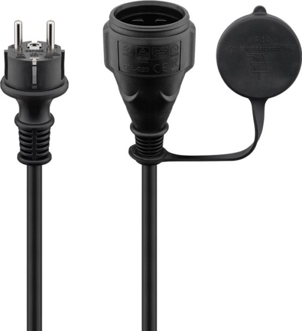 Cavo Alimentazione Schuko Maschio / Femmina da Esterno 10m Nero - immagine 3