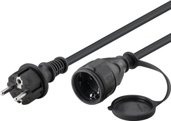 Cavo Alimentazione Schuko Maschio / Femmina da Esterno 10m Nero