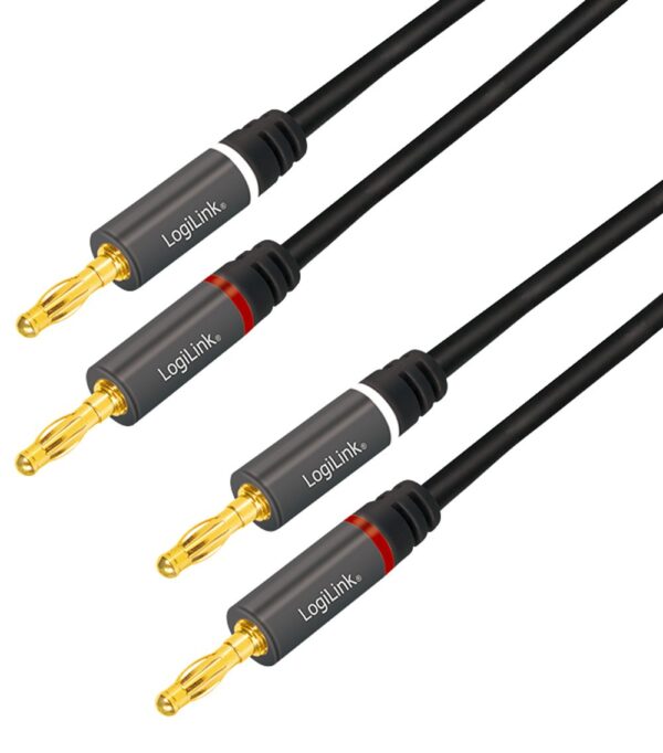 Cavo per Altoparlanti 2x2 Spinotti a Banana Nylon Nero 5m - immagine 3