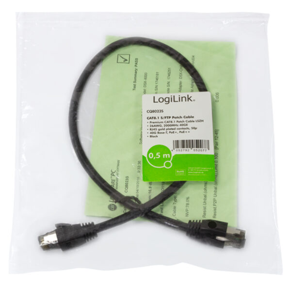 Cavo di Rete Patch in Rame Cat. 8.1 SFTP LSZH 0,5 m Nero - immagine 2