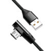 Cavo USB Micro-B Maschio Angolato/USB-A Maschio Dritto 1m Nero - immagine 2