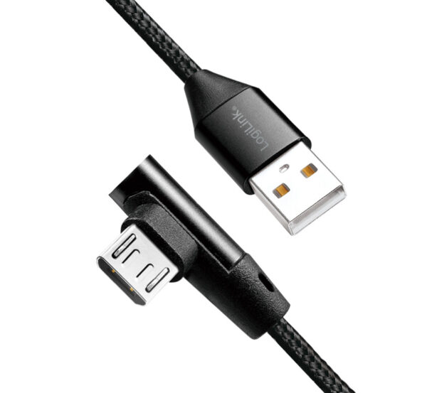 Cavo USB Micro-B Maschio Angolato/USB-A Maschio Dritto 1m Nero - immagine 2