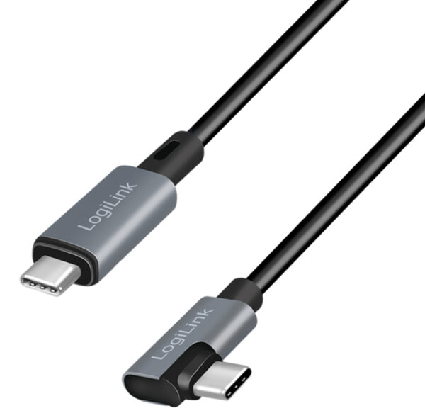 Cavo HighSpeed E-mark PD USB-C™ Maschio Angolato/USB-C™ Maschio Dritto 1m Nero