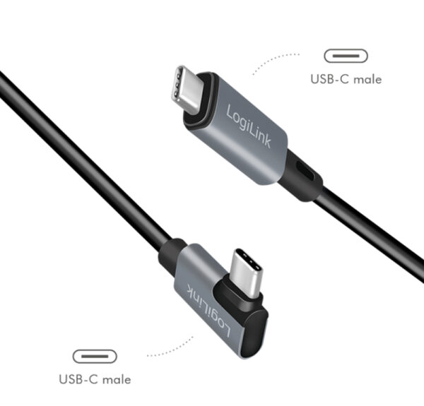 Cavo HighSpeed E-mark PD USB-C™ Maschio Angolato/USB-C™ Maschio Dritto 1m Nero - immagine 4