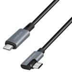 Cavo HighSpeed E-mark PD USB-C™ Maschio Angolato/USB-C™ Maschio Dritto 2m Nero