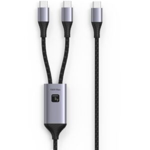Cavo di Ricarica Sdoppiatore USB-C™ Maschio a Due USB-C™ Maschio 100W 1,5m