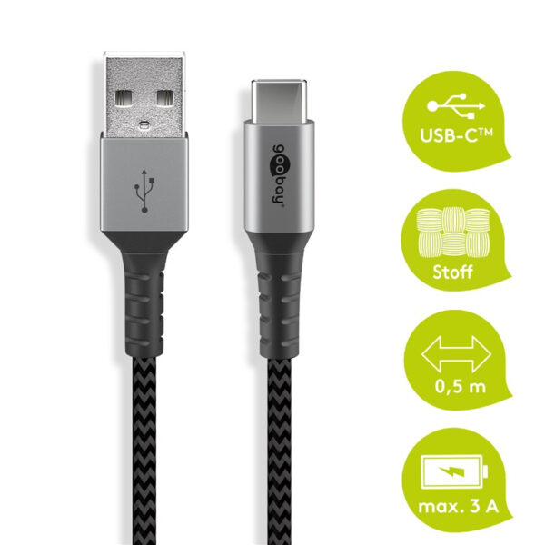 Cavo USB-C™ a USB A Connettori in Metallo e Rivestimento Tessuto 0,5m - immagine 6