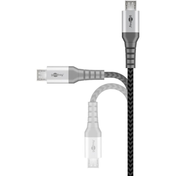 Cavo Micro USB Guaina Intrecciata USB2.0 A M/MicroB M 1m Nero/Silver - immagine 5