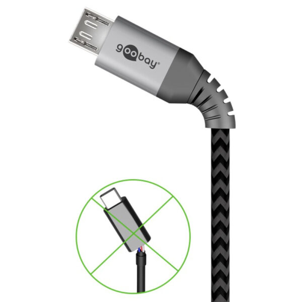 Cavo Micro USB Guaina Intrecciata USB2.0 A M/MicroB M 2 m Nero/Silver - immagine 6