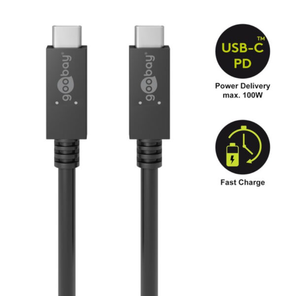 Cavo SuperSpeed USB-C™ Maschio/USB-C™ Maschio 100W PD 0.5m Nero - immagine 2