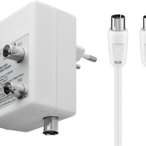 Amplificatore per Antenna Due Dispositivi (DVB-T / DVB-T2 / DVB-C) con Cavo