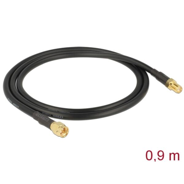 Cavo Antenna SMA M/F a Basse Perdite 0,9m Nero - immagine 2