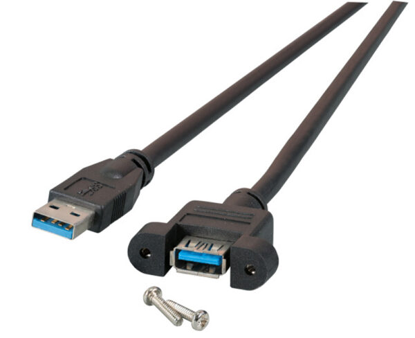 Cavo Prolunga USB 3.0 SuperSpeed A/A M/F da Pannello 1m Nero