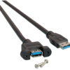 Cavo Prolunga USB 3.0 SuperSpeed A/A M/F da Pannello 1m Nero - immagine 2
