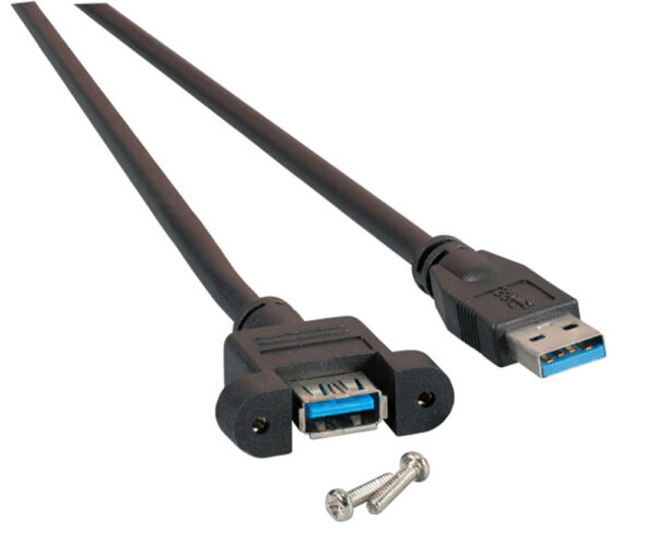 Cavo Prolunga USB 3.0 SuperSpeed A/A M/F da Pannello 1m Nero - immagine 2