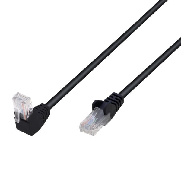 Cavo di Rete Patch Connettore Angolato 90° CCA Cat. 5E UTP 0,5m Nero - immagine 2