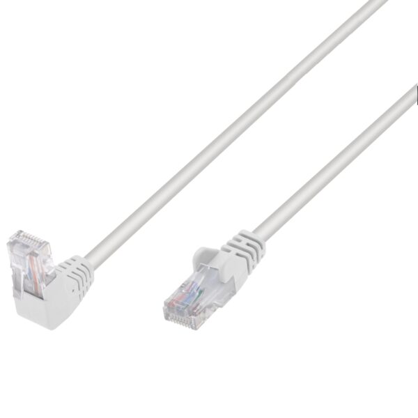 Cavo di Rete Patch Connettore Angolato 90° CCA Cat. 5E UTP 0,5m Bianco - immagine 2