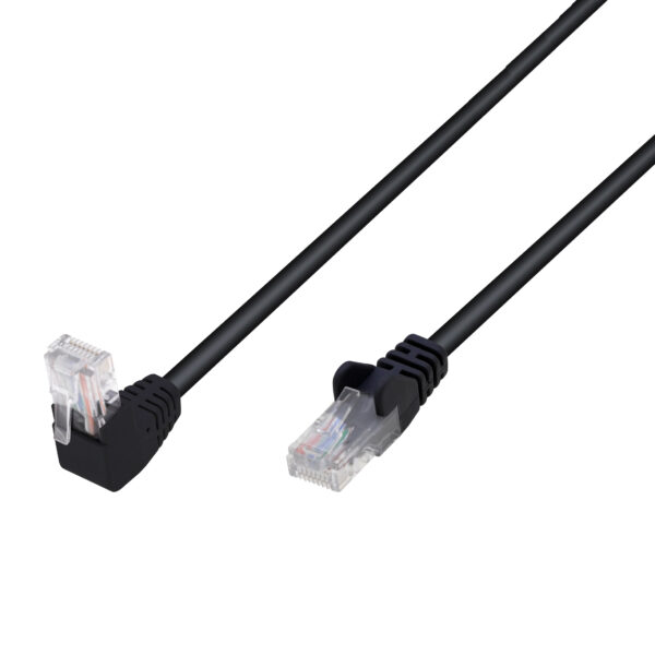 Cavo di Rete Patch Connettore Angolato 90° CCA Cat. 5E UTP 1m Nero - immagine 2