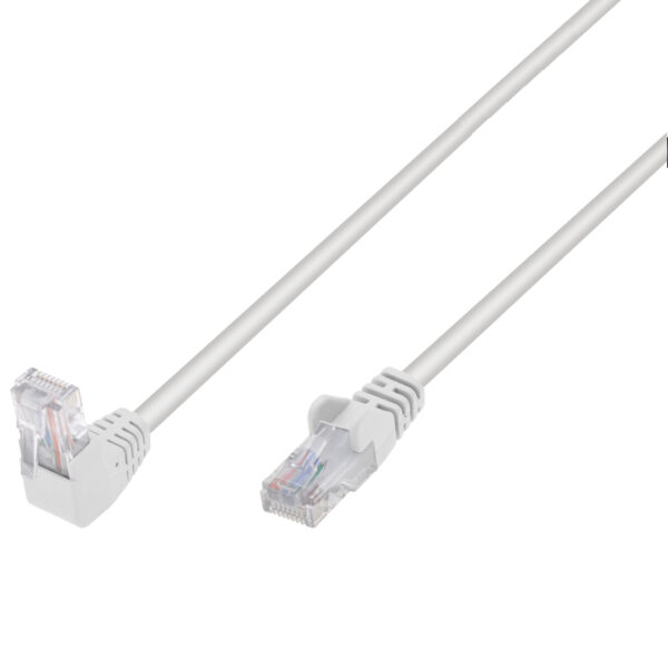 Cavo di Rete Patch Connettore Angolato 90° CCA Cat. 5E UTP 1m Bianco - immagine 2