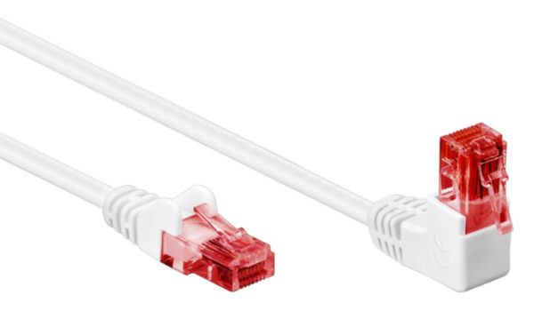Cavo di rete Patch Connettore Angolato 90° CCA Cat.6 UTP 0,5m Bianco - immagine 2