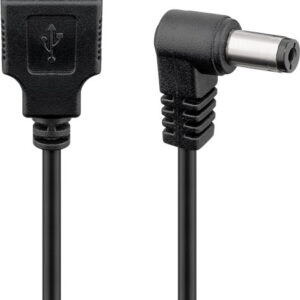 Cavo USB A Maschio a DC 5,5 x 2,1 mm Maschio Angolato 0,5m nero