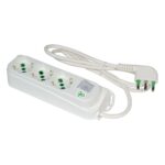 Presa Multipla a 3 Posti Italiana Bipasso con Interruttore Bianco