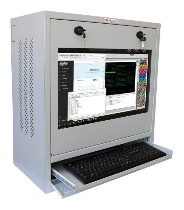 Armadio di sicurezza per PC, monitor touch LCD e tastiera Grigio senza vetro - immagine 2