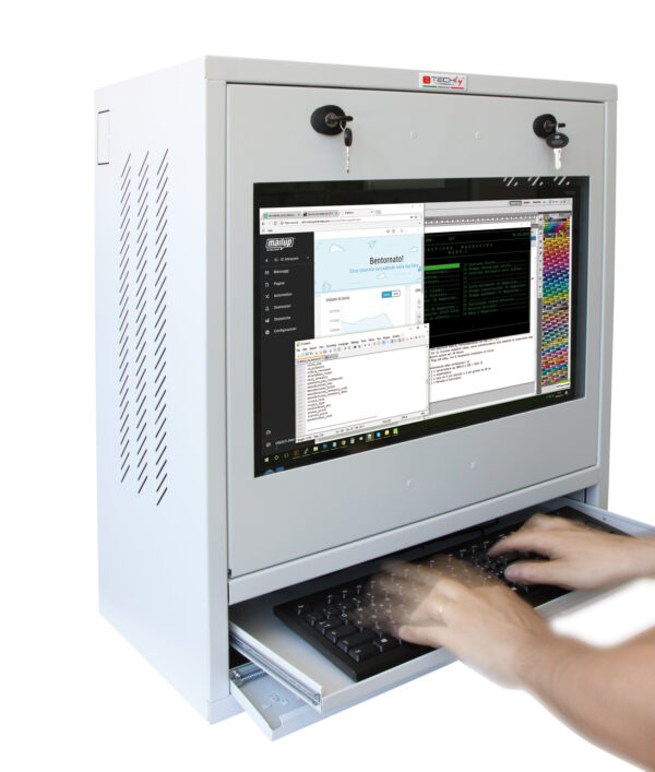 Armadio di sicurezza per PC, monitor touch LCD e tastiera Grigio senza vetro - immagine 4