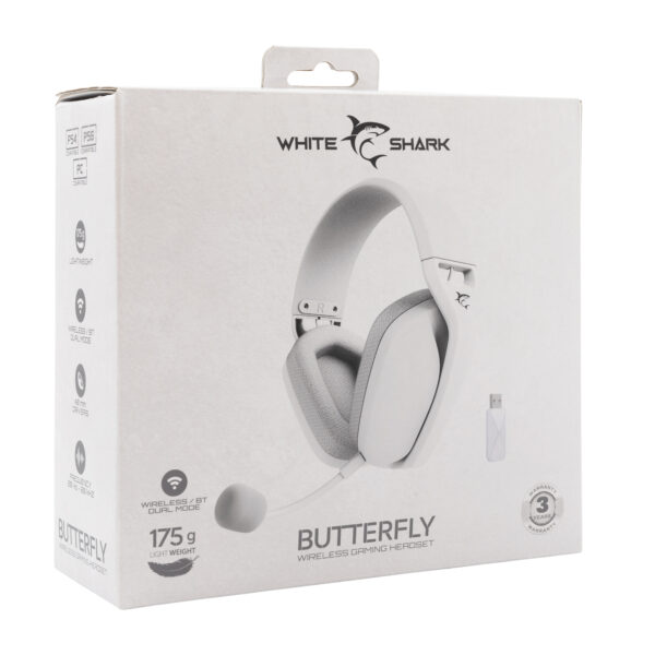 Cuffia Gaming Stereo Wireless con Microfono Bianco BUTTERFLY - immagine 2