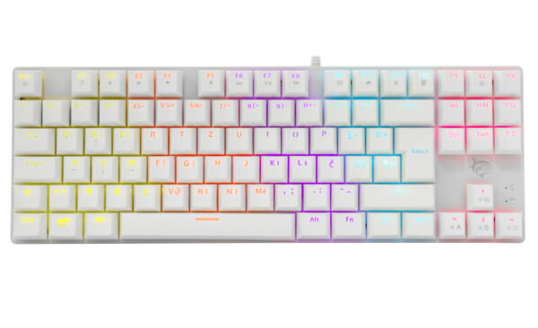 Tastiera Gaming Meccanica USB Anti Ghosting RGB LED 87 Tasti Bianco, Commandos