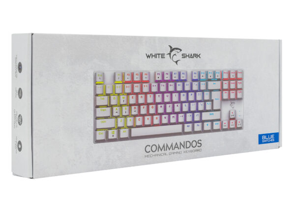 Tastiera Gaming Meccanica USB Anti Ghosting RGB LED 87 Tasti Bianco, Commandos - immagine 2