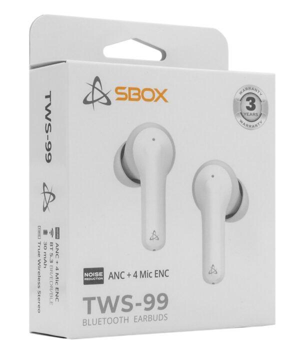 Auricolari Wireless BT v5.3 Cancellazione del Rumore con Custodia di Ricarica 2 in 1 Bianco - immagine 2