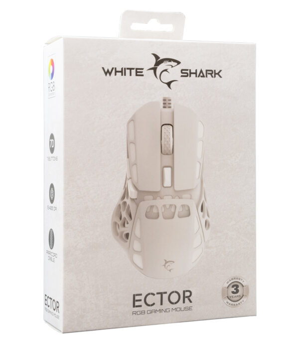 Mouse Ottico Gaming LED RGB con Cavo USB 7200 dpi Bianco, ECTOR - immagine 2