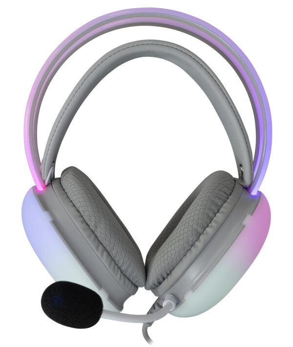 Cuffia Gaming Stereo con Microfono e Illuminazione RGB su Cuffie e Archetto Bianco FIREFLY - immagine 4