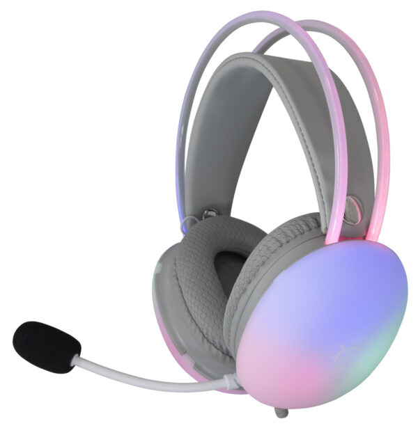 Cuffia Gaming Stereo con Microfono e Illuminazione RGB su Cuffie e Archetto Bianco FIREFLY - immagine 5