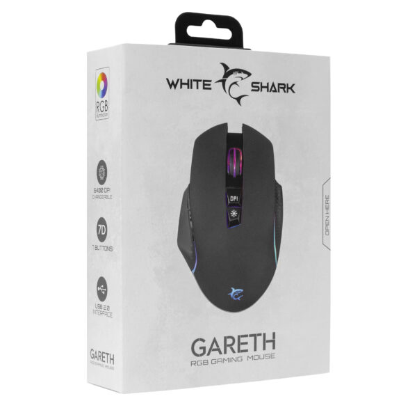 Mouse Ottico Gaming LED RGB con Cavo USB 6400 dpi Nero, GARETH - immagine 2