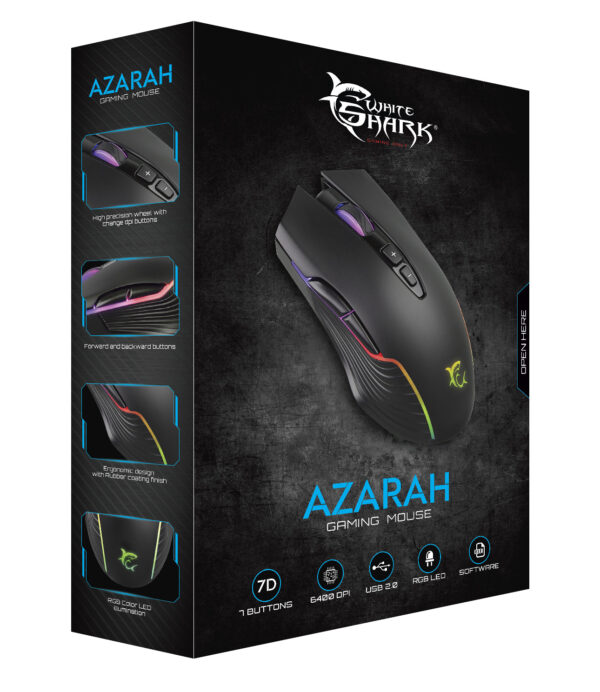 Mouse Gaming 6400 Dpi GM-5003 AZARAH RGB Nero - immagine 2