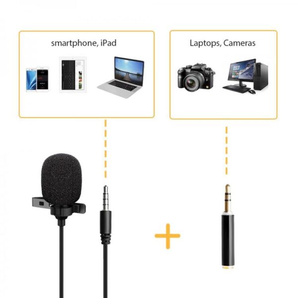 Microfono Lavalier Condensatore Omnidirezionale 3.5mm Adattatore PC - immagine 3