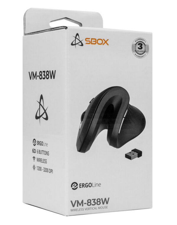 Mouse Verticale Ottico Ergonomico Wireless Nero - immagine 2