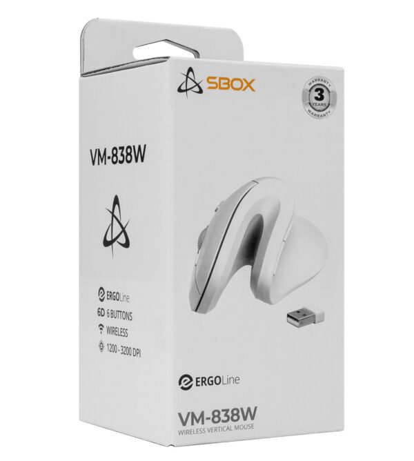 Mouse Verticale Ottico Ergonomico Wireless Bianco - immagine 2